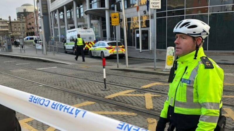 Gardaí at the scene of the incident in Dublin’s Smithfield