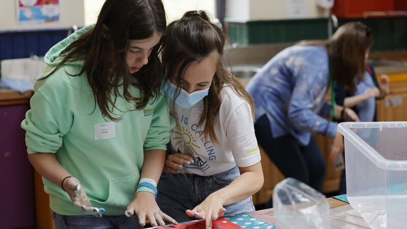 Madi Keenan (12) with her mother, Ashley, from Tallaght. Photograph: Alan Betson