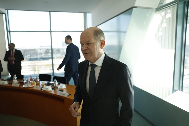German chancellor Olaf Scholz at the final  cabinet meeting in Berlin before before the German elections. Photograph: Odd Andersen/AFP/Getty Images