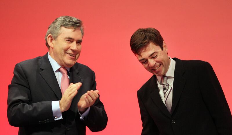 Gordon Brown applauds then secretary of state for health Andy Burnham at the Labour Party conference in 2009. Photograph: Peter Macdiarmid/Getty