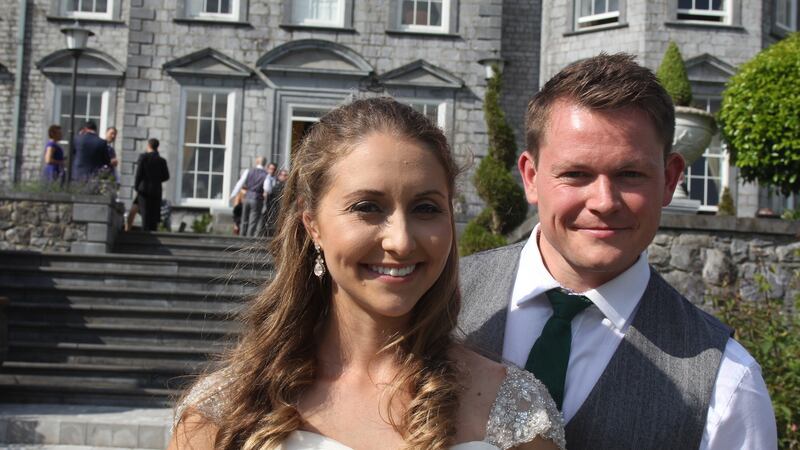 Dominique Fasano and Brendan Sullivan were  married at Castle Durrow, Co Laois in a spiritualist ceremony.