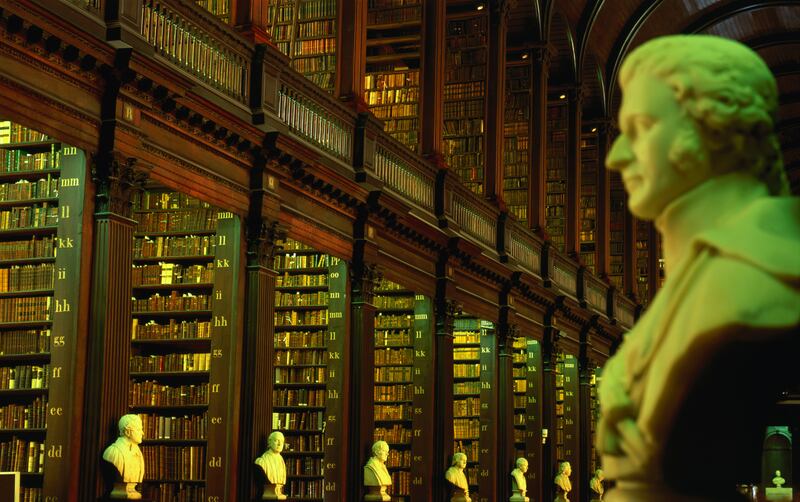 The Long Library at Trinity College Dublin, where highbrow and lowbrow historic tales sit side by side.