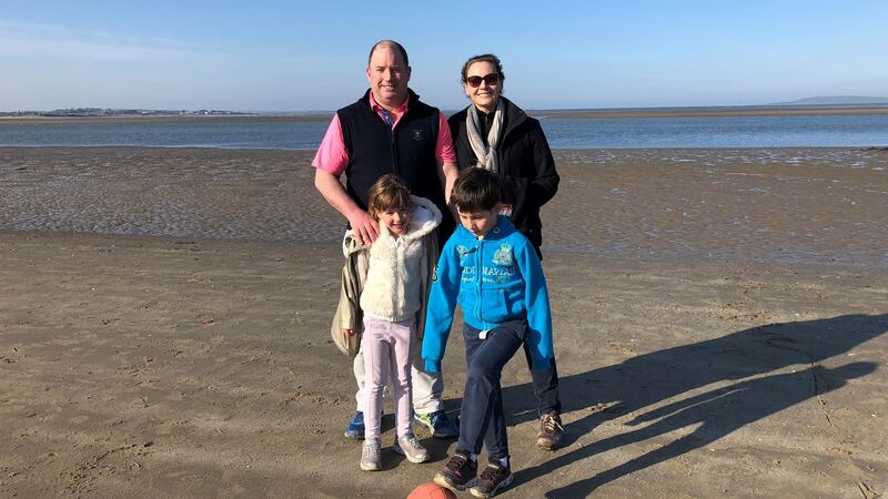 Barry Murphy and his partner Susan with their children Sofia and Leo: Due to Covid-19, “We’re not interacting with others.”  Photograph: Jade Wilson