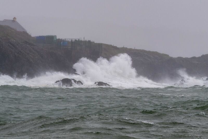 Big waves smash against the rocks in Rosscarbery, Co Cork. Photograph: Andy Gibson