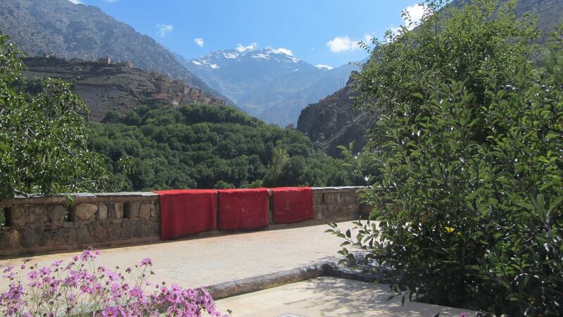 Berber rugs airing at the kasbah.