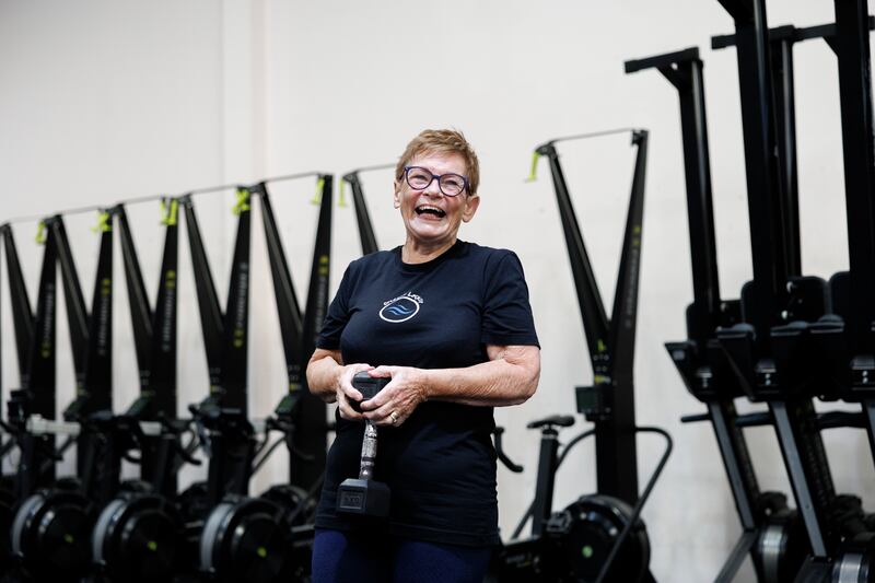 Breda Cody (78) at the CrossFit Bua gym in Whitehall, Co Dublin. Photograph: Dan Dennison