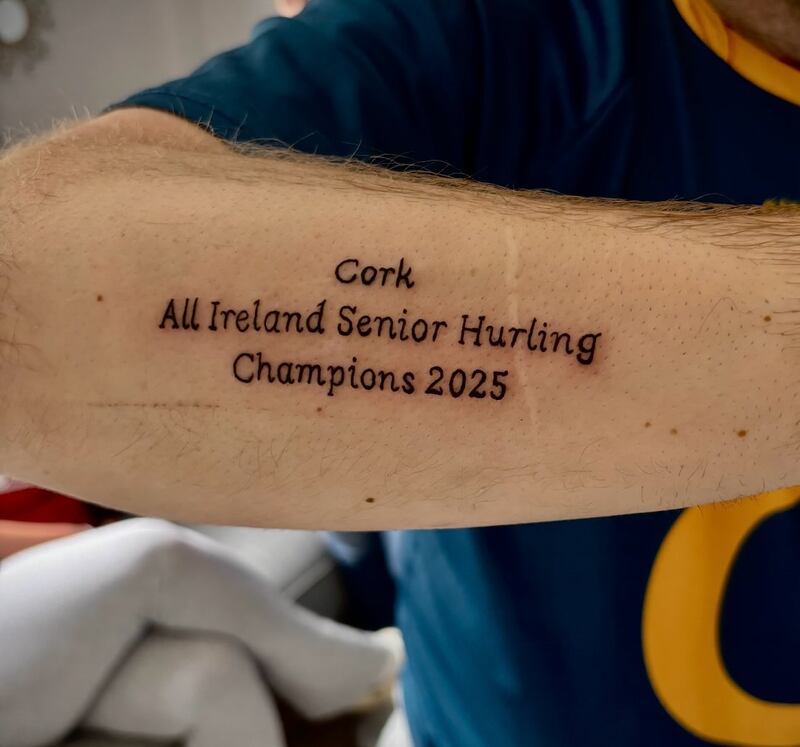 Michael John Murphy decided to go early with a Cork victory tattoo. Photograph: Skint Tattoo Studio Facebook