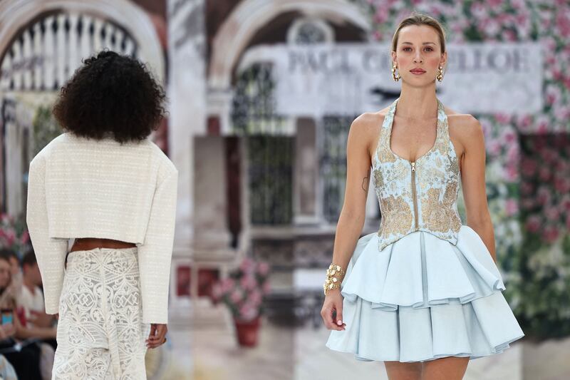 Paul Costelloe runway show at London Fashion Week 2023. Photograph: Henry Nicholls/AFP/Getty Images