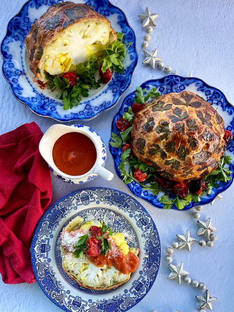 Lilly Higgins's cauliflower en croute with roasted red pepper sauce.