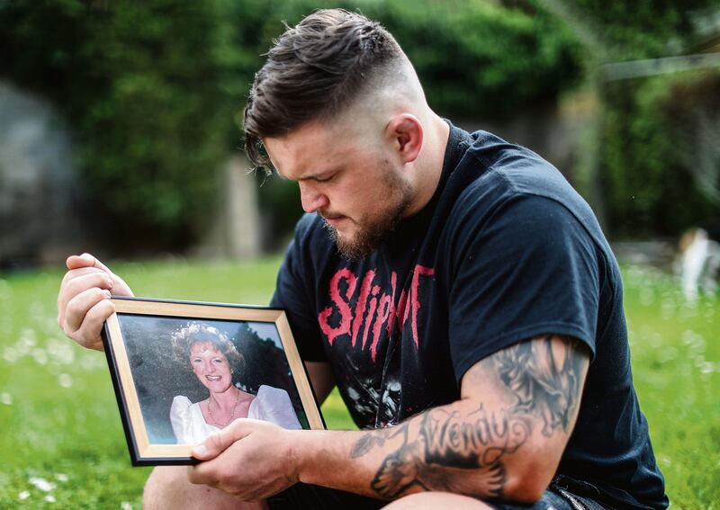 Ireland Rugby World Cup Portraits 2019 Andrew Porter with a picture of his mum Wendy who passed away a long time ago, in his back garden in Cabinteely. Mandatory Credit ©INPHO/Dan Sheridan