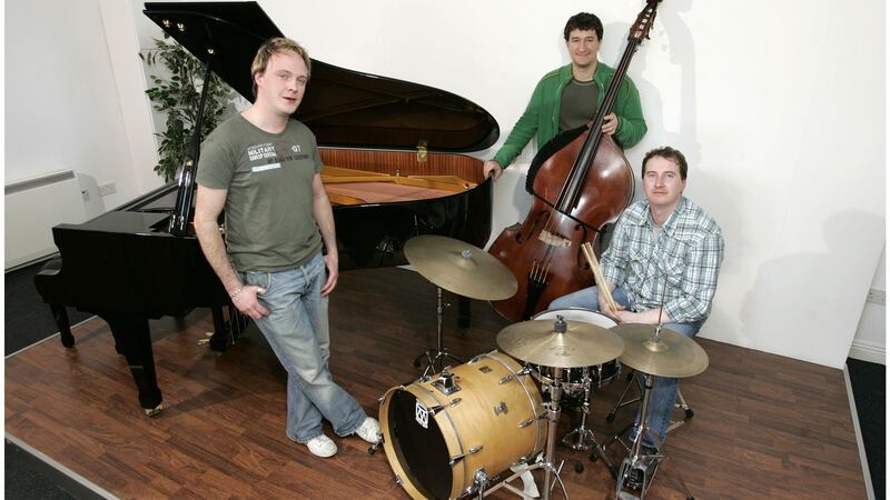 The Phil Ware Trio, Phil Ware, (piano), Dave Redmond, (bass) and Kevin Brady, (drums). A fundraiser is taking place on July 11th for Ware.  Photograph: Dara Mac Dónaill