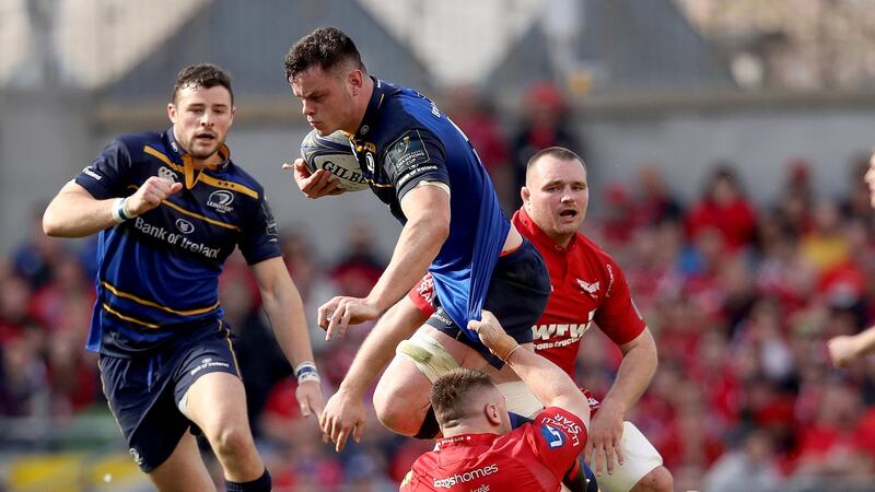 Leinster’s James Ryan is tackled by Rob Evans of the Scarlets during the Champions Cup semi-final at the Aviva Stadium in April.  Photograph: Tommy Dickson/Inpho