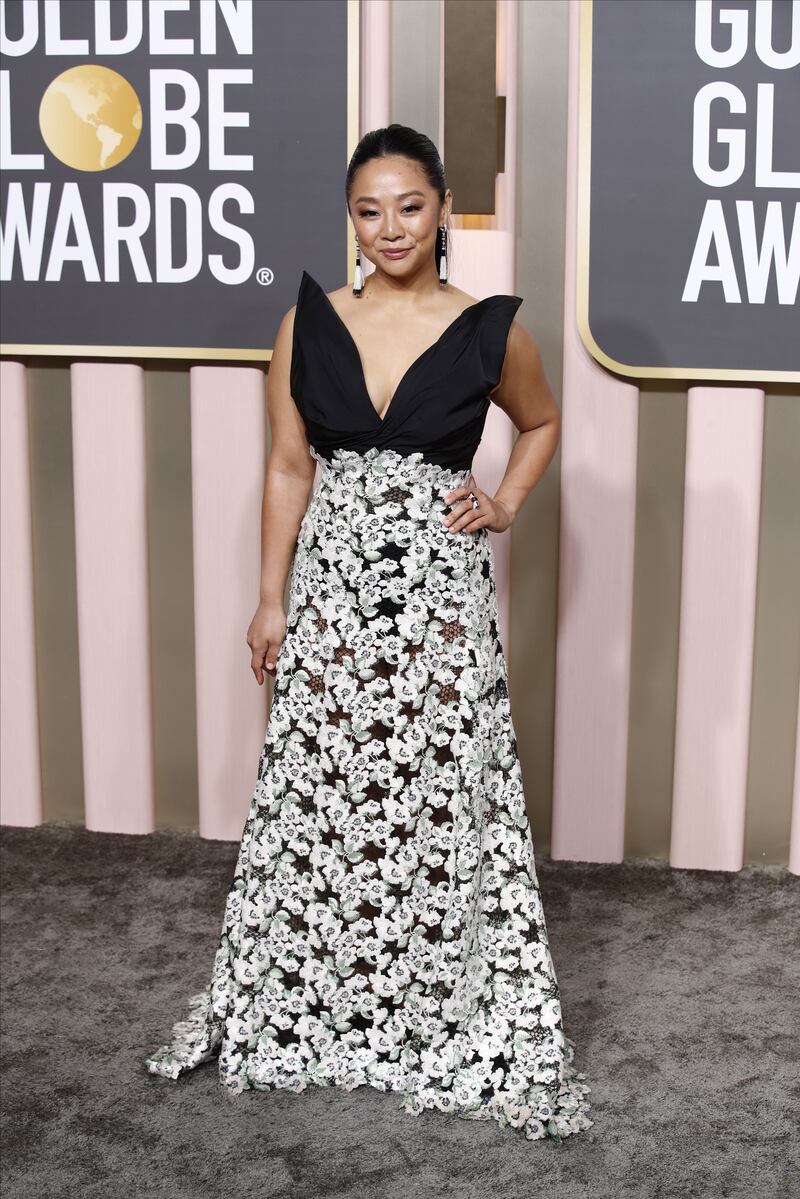 Everything Everywhere All at Once’s Stephanie Hsu in Giambattista Valli Haute Couture. Photograph: Caroline Brehman/EPA