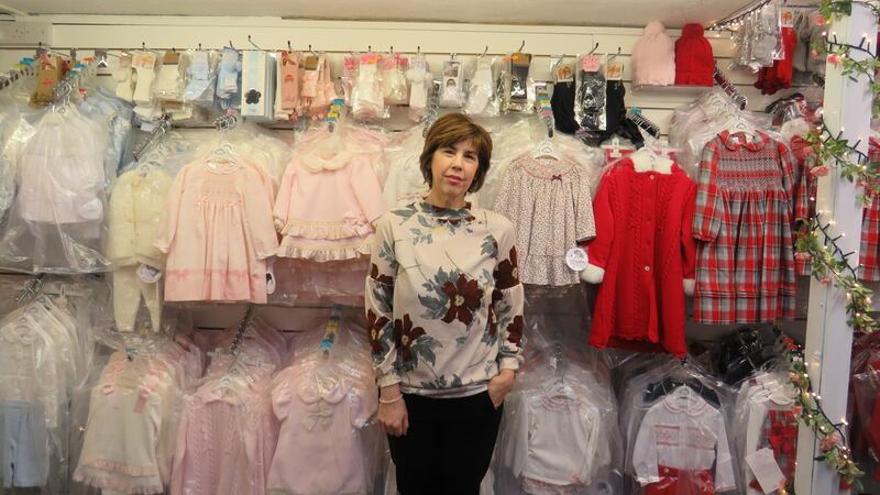 Jan Perry in her children’s clothing store. Her main reservation  is that she doesn’t entirely trust Boris Johnson. Photograph: Jennifer O’Connell