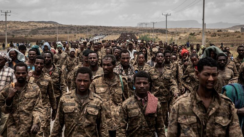 Ethiopian government soldiers are marched through Mekelle on July 2nd. Photograph: Finbarr O’Reilly/The New York Times