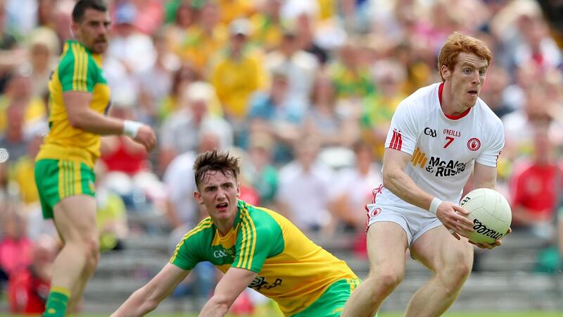 Peter Harte on the ball for Tyrone: “It was demoralising to see Tyrone players just dropping the shoulder and saunter into the heart of our defence.” Photograph: James Crombie/Inpho