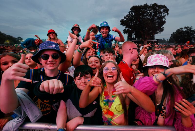 Festivalgoers enjoy Glass Animals' set on the main stage at Electric Picnic. Photograph: Alan Betson