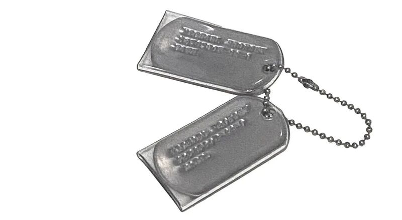 Robert De Niro's military dog tags from The Deer Hunter. Photograph: Harry Ransom Center