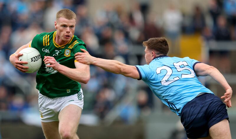 Meath’s Mathew Costello against John Small of Dublin in April. Photograph: Ryan Byrne/Inpho
