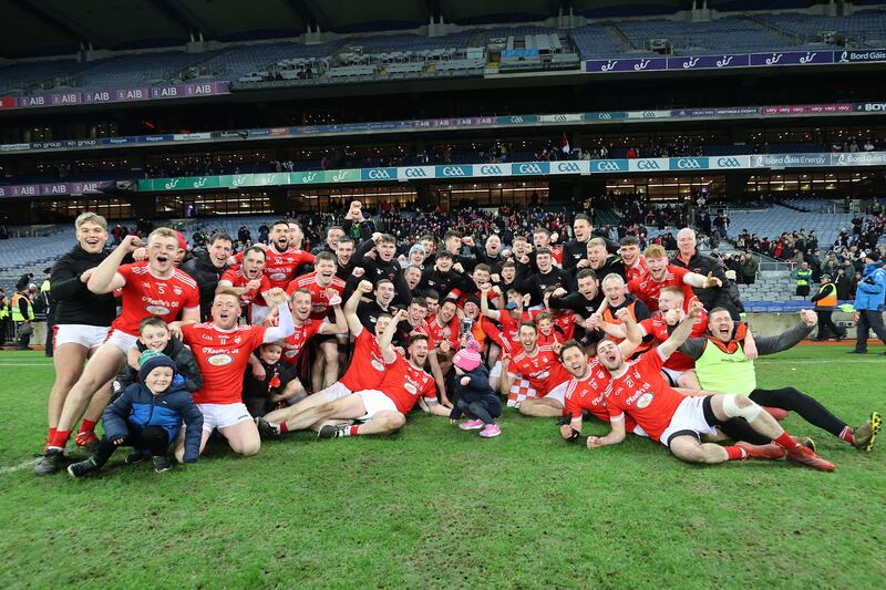 Rathmore enjoy their win over Galbally Pearses in the All-Ireland IFC final. Photograph: Bryan Keane/Inpho