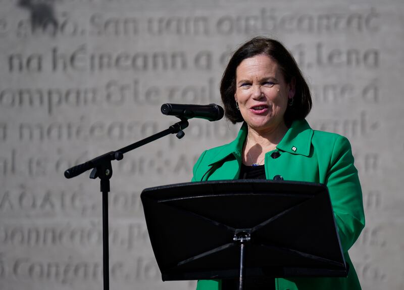 Sinn Féin's Mary Lou McDonald speaking at a commemoration in Dublin to mark the anniversary of the 1916 Easter Rising. Photograph: Niall Carson/PA Wire