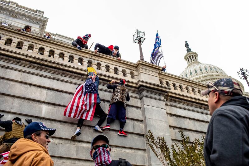 Protesters storming the US Capitol in Washington on January 6th, 2021. Photograph: Jason Andrew/The New York Times 