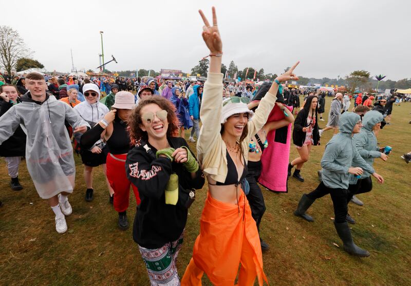 Festivalgoers celebrate day two of Electric Picnic. Photograph: Alan Betson
