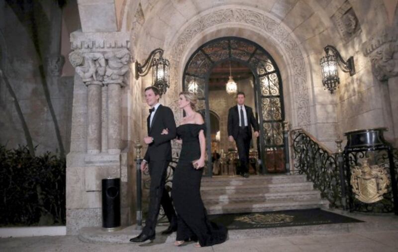 Ivanka Trump and husband Jared Kushner leave Mar-a-Lago Club in Florida. Photograph: Carlos Barria/Reuters