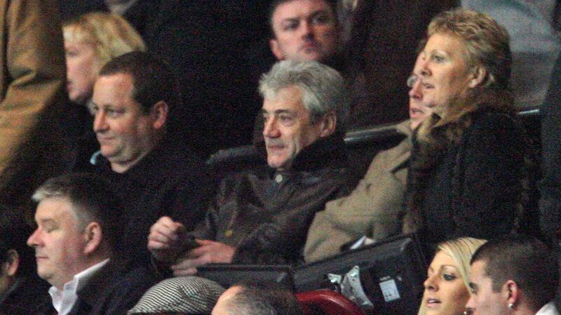 New Newcastle United manager Kevin Keegan sits next to club owner Mike Ashley at St James’s Park  in January 2008. Photograph: Paul Ellis/AFP via Getty Images