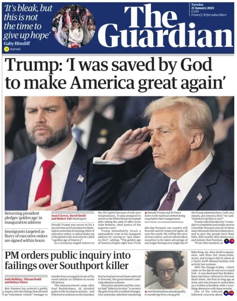 Guardian front page
