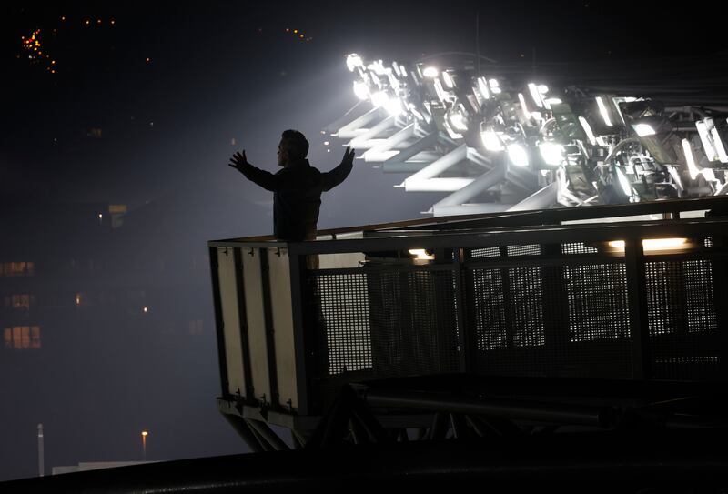 Robbie Williams last year on the roof of Croke Park after announcing he will perform live there in August. Photograph: Alan Betson 