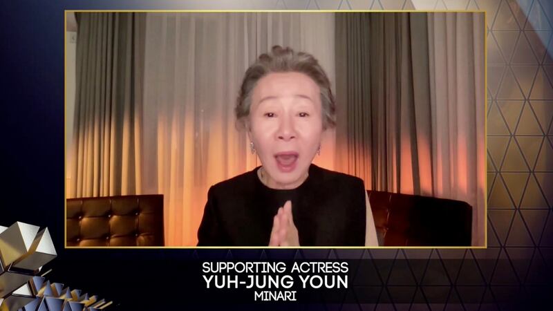 Yuh-Jung Youn after winning the Supporting Actress award