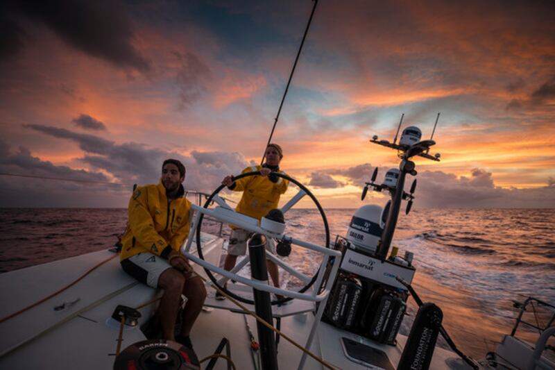 There have been some fairly spectacular sunsets on the calm doldrums. Photo: Brian Carlin/Volvo Ocean Race