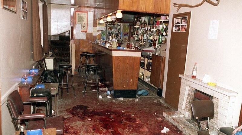 Interior of O’Toole’s bar in Loughinisland on the morning after the UVF shot dead six  people there. File photograph: Pacemaker