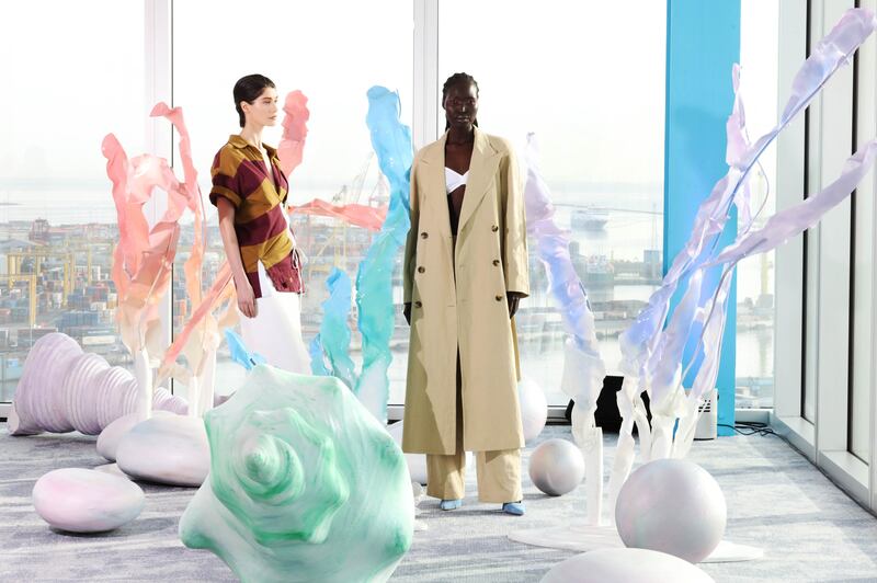 Dries Van Noten top (€795), skirt (€535), trench coat (€1,575) and trousers (€525). Photograph: Leon Farrell/Photocall Ireland