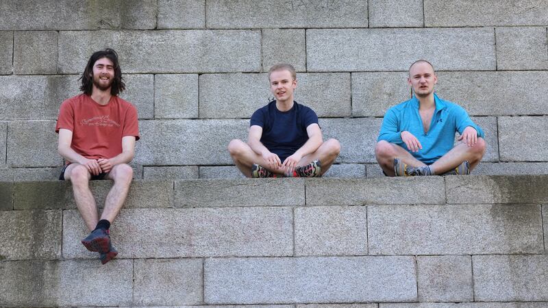 Conor Capplis (centre) training with friends Jack Murphy (left) and Johann Hedlund. They will compete in an endurance race in Andorra on June 11th. Photograph: Dara Mac Dónaill