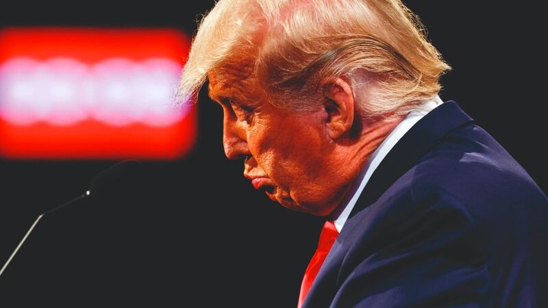 A maskless Donald Trump at the final presidential debate on October 22nd, two ays before he tested positive for Covid-19. Photograph: Getty Imanges