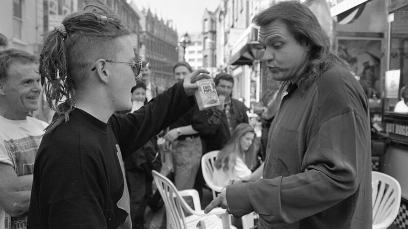 Meat Loaf outside Eddie Rockets, South Anne Street,  in Dublin, in 1993. Photograph: Independent News and Media/Getty Images