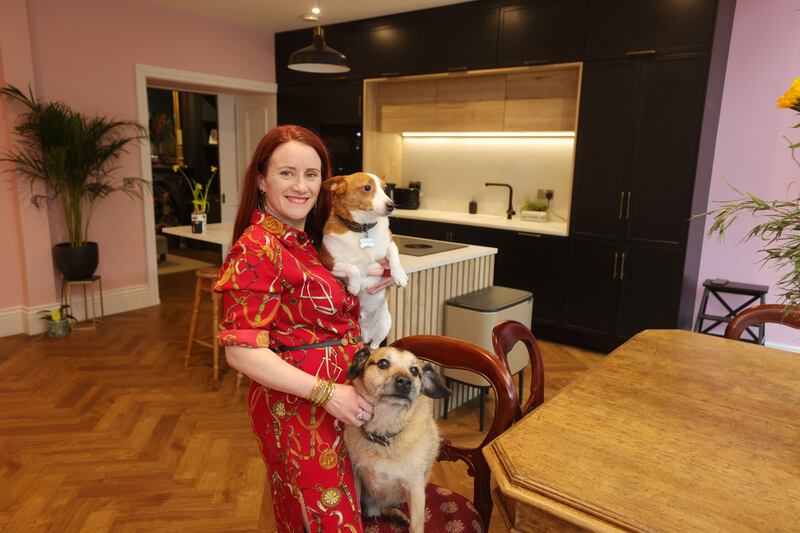Hazel Keegan with her dogs Oscar and Ernie. 'I wanted to modernise the house in a sympathetic way to the historic nature of the building.' Photograph: Alan Betson