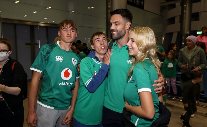 Ireland’s Conor Murray poses with fans. Photograph: INPHO/Ben Brady