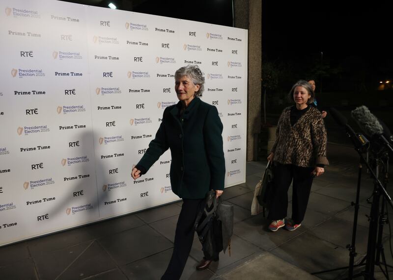 Catherine Connolly arrives at RTÉ. Photograph: Bryan O’Brien
