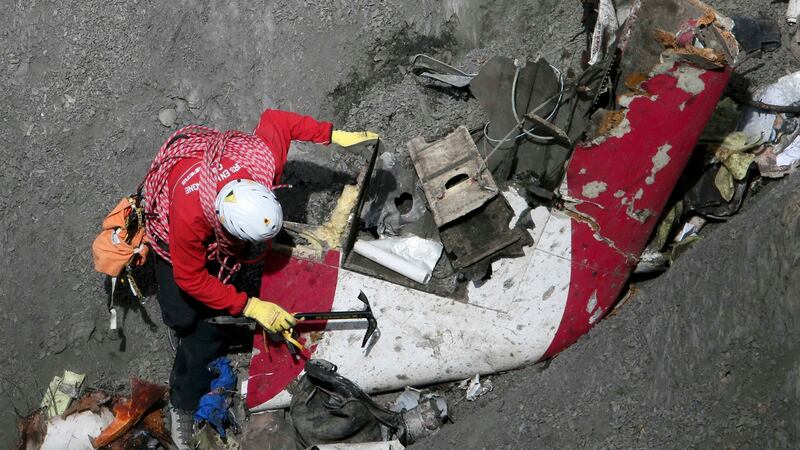 A French rescue worker inspects the debris of the Germanwings Airbus A320 at the site of the crash, near Seyne-les-Alpes, France, in this picture taken on March 29th, 2015. File photograph: Gonzalo Fuentes/Reuters