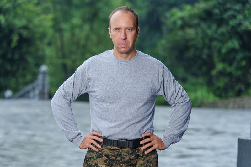 Matt Hancock taking part in Celebrity SAS: Who Dares Wins. His pivot from politician into reality television star was mocked by Rishi Sunak in his speech to Westminster journalists. Photograph: Pete Dadds/Channel 4/PA 