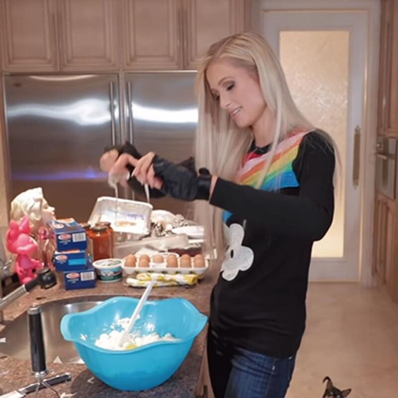 Cooking with Paris: Paris Hilton is an amazing cook. Fact. Photograph: Paris Hilton/YouTube