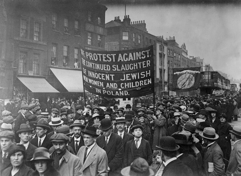 A Jewish protest in London in 1919, against the reported massacre of Jews in Poland. Photograph: Bettman Archive