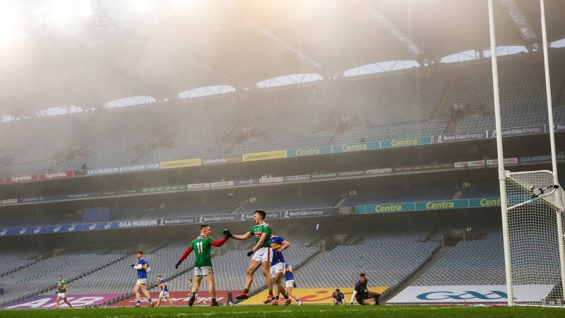 Cillian O’Connor celebrates scoring his side’s second goal. Photo: Ryan Byrne/Inpho