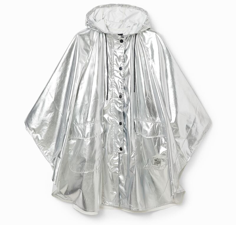 Metallic silver rain poncho, €64.50 from Desigual