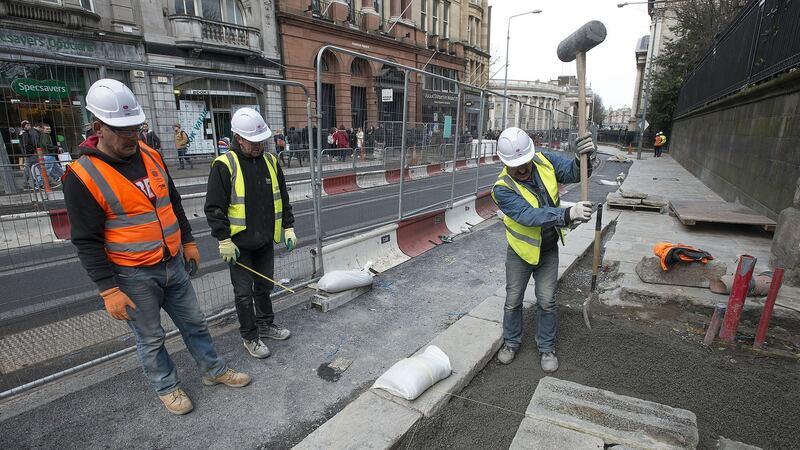Rubble! Luas works near Trinity College. Photograph: Dave Meehan