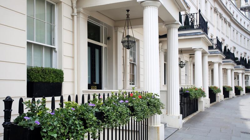 London’s Belgravia, popular with oligarchs: there is as much financial wealth held by rich Russians abroad – in Britain, Switzerland, Cyprus, and other European democracies, including Ireland – as is held by the entire Russian population in Russia itself. Photograph: Getty Images