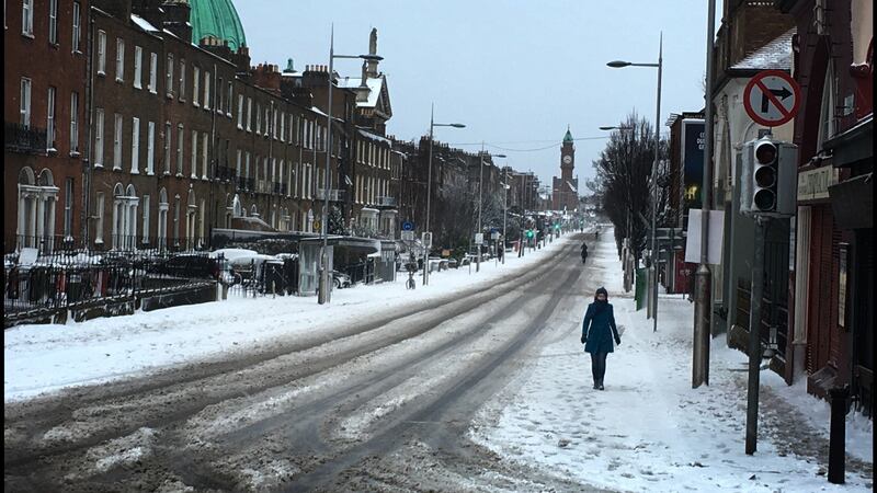 The Beast from the East: Rathmines Road in Dublin after Storm Emma. Photograph: Bryan O’Brien